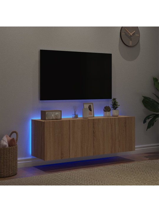 TV-seinäkaapit LED-valoilla 2 kpl Sonoma-tammi 60x35x41 cm