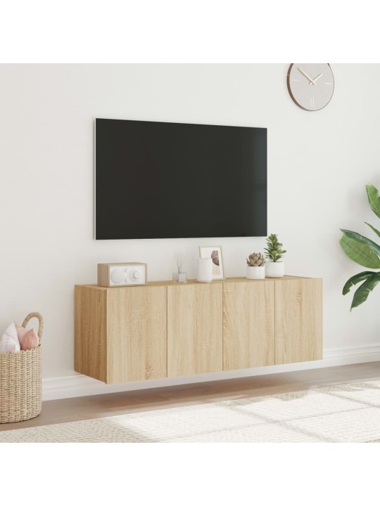 TV-seinäkaapit LED-valoilla 2 kpl Sonoma-tammi 60x35x41 cm