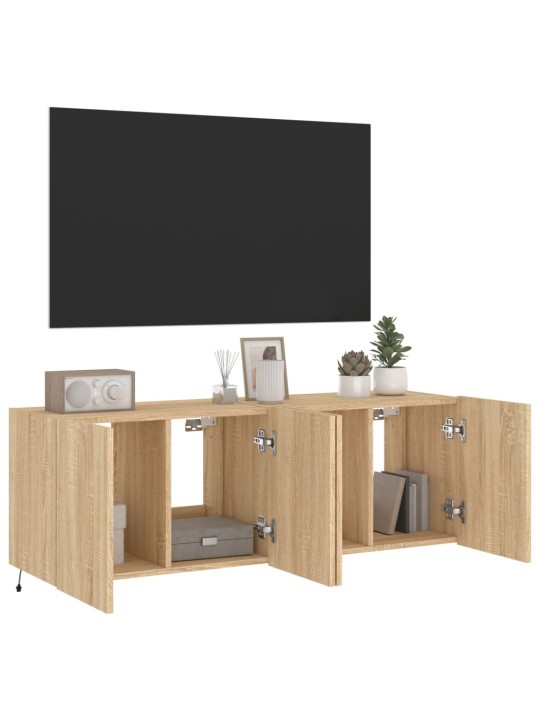 TV-seinäkaapit LED-valoilla 2 kpl Sonoma-tammi 60x35x41 cm