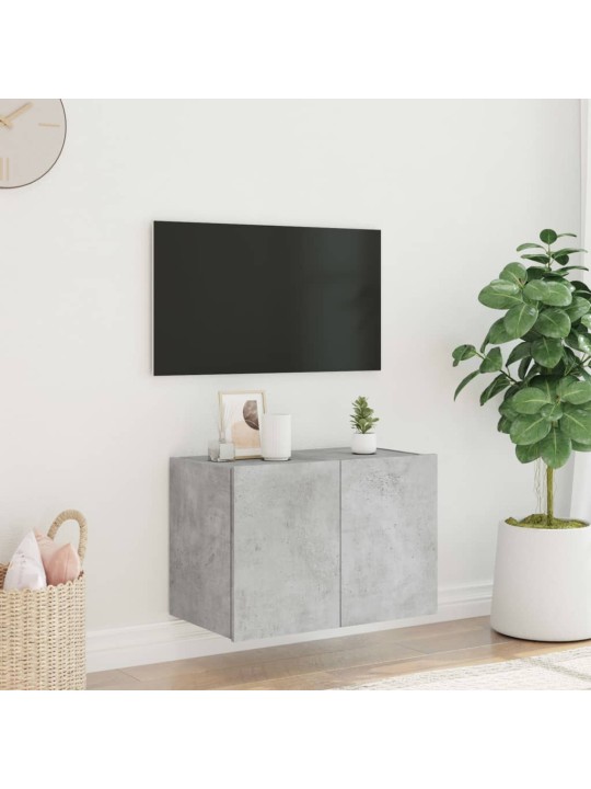 TV-seinäkaappi LED-valoilla betoninharmaa 60x35x41 cm