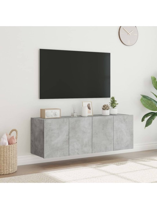 TV-seinäkaapit LED-valoilla 2 kpl betoninharmaa 60x35x41 cm