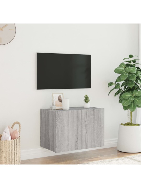 TV-seinäkaappi LED-valoilla harmaa Sonoma 60x35x41 cm