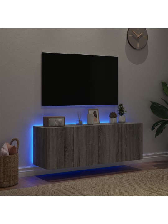 TV-seinäkaapit LED-valoilla 2 kpl harmaa Sonoma 60x35x41 cm