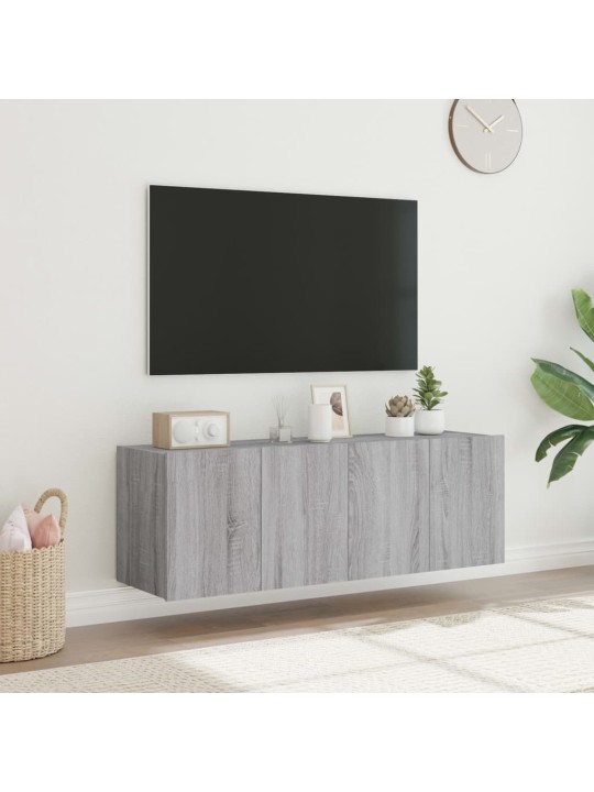 TV-seinäkaapit LED-valoilla 2 kpl harmaa Sonoma 60x35x41 cm