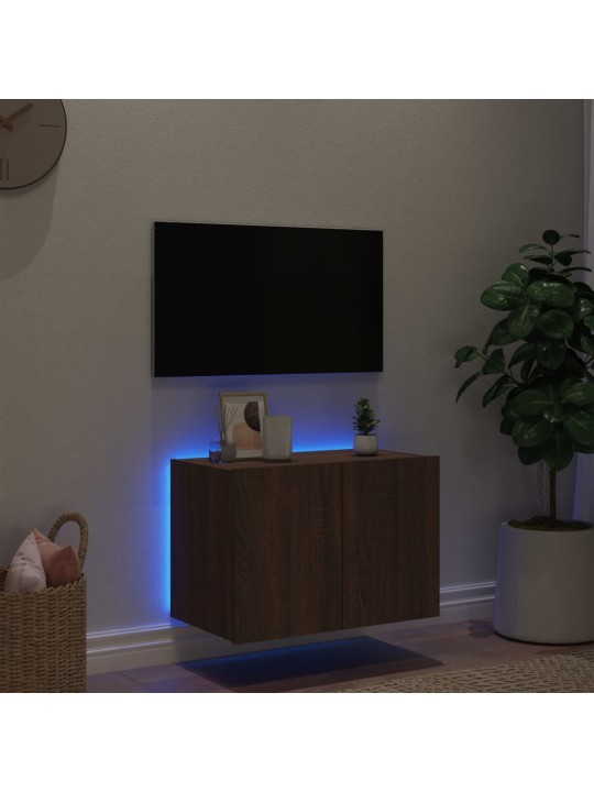 TV-seinäkaappi LED-valoilla ruskea tammi 60x35x41 cm