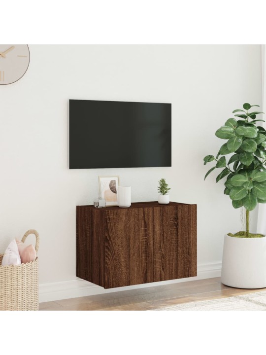 TV-seinäkaappi LED-valoilla ruskea tammi 60x35x41 cm