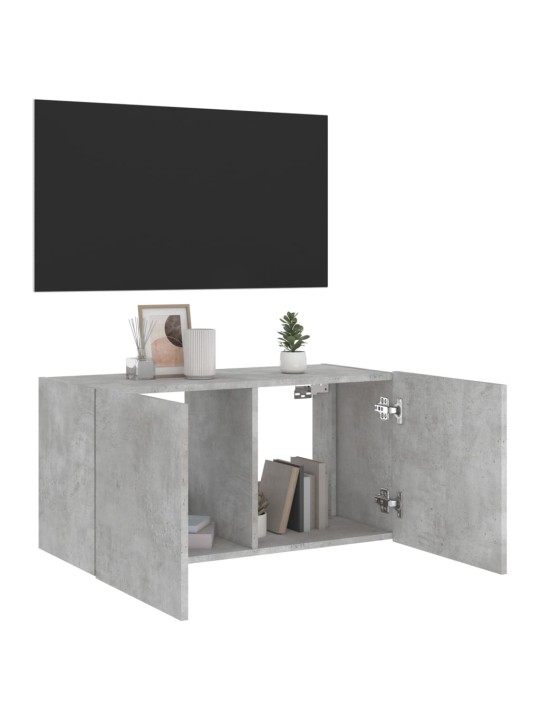 TV-seinäkaappi LED-valoilla betoninharmaa 80x35x41 cm