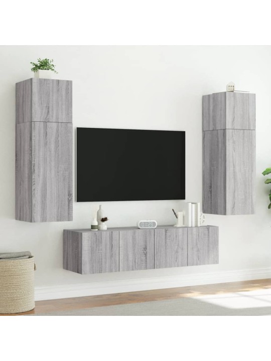 TV-seinäkaappi LED-valoilla harmaa Sonoma 80x35x41 cm