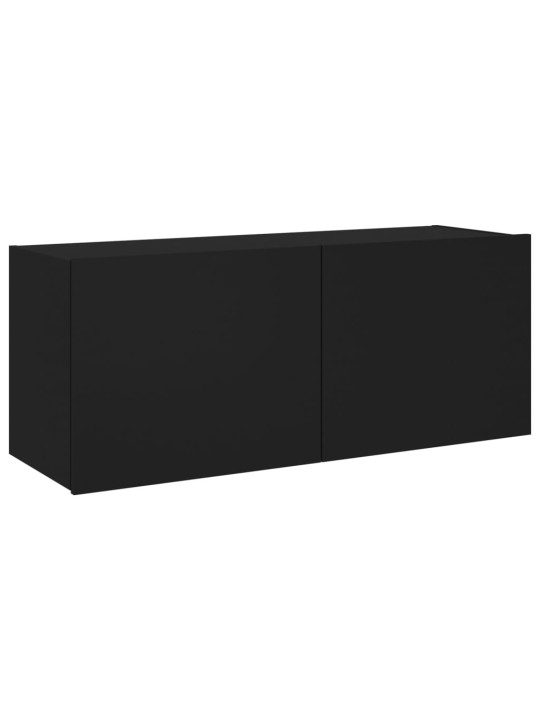 TV-seinäkaappi LED-valoilla musta 100x35x41 cm