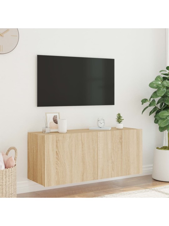 TV-seinäkaappi LED-valoilla Sonoma-tammi 100x35x41 cm