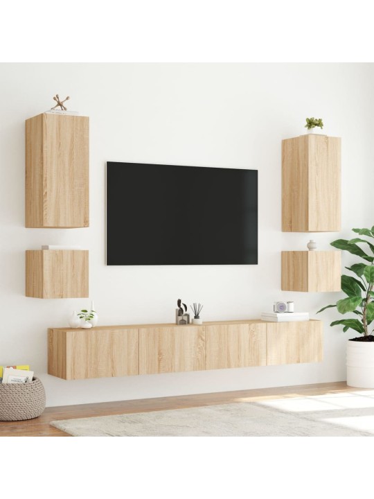 TV-seinäkaappi LED-valoilla Sonoma-tammi 100x35x41 cm