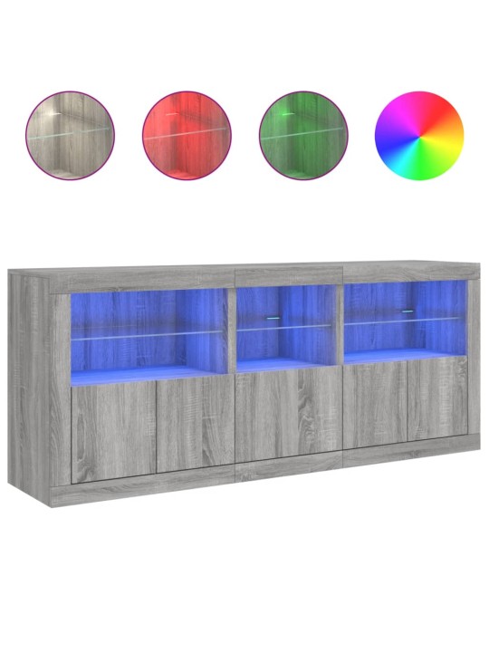 Senkki led-valoilla harmaa sonoma 162x37x67 cm