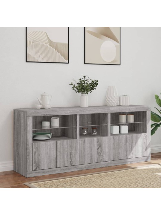 Senkki led-valoilla harmaa sonoma 162x37x67 cm
