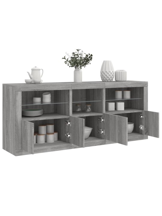 Senkki led-valoilla harmaa sonoma 162x37x67 cm