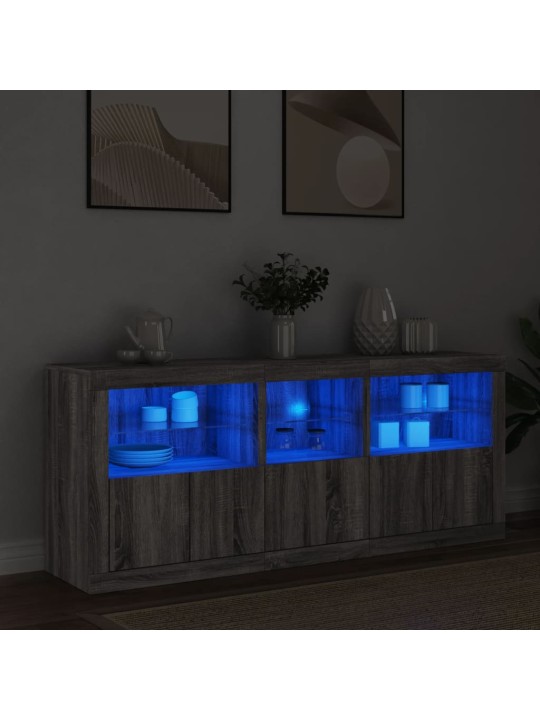 Senkki led-valoilla harmaa sonoma 162x37x67 cm