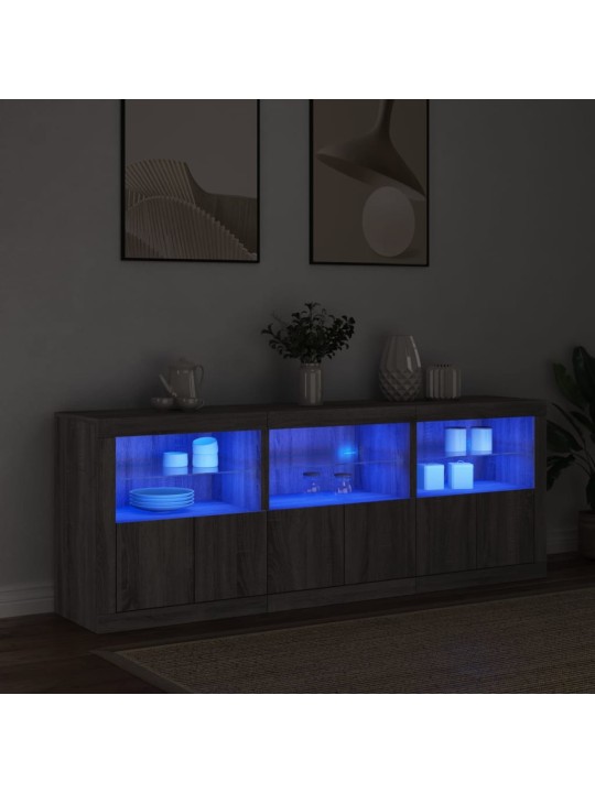 Senkki led-valoilla harmaa sonoma 181,5x37x67 cm