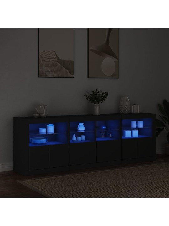 Senkki LED-valoilla musta 202x37x67 cm