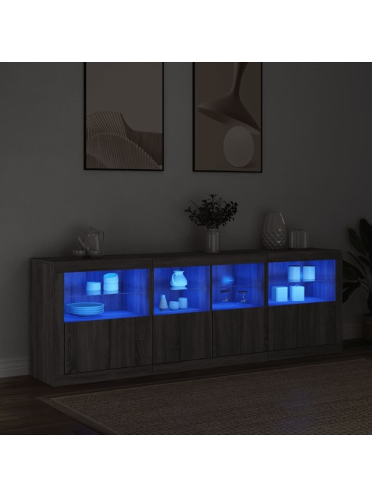 Senkki LED-valoilla harmaa Sonoma 202x37x67 cm
