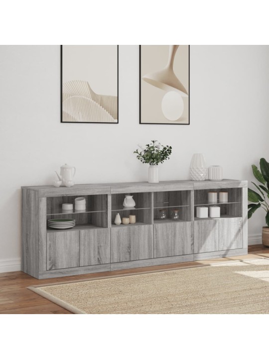 Senkki LED-valoilla harmaa Sonoma 202x37x67 cm