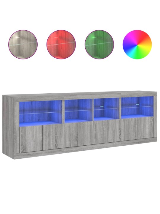 Senkki LED-valoilla harmaa Sonoma 202x37x67 cm