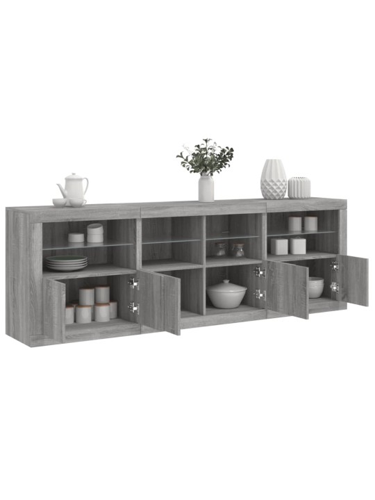 Senkki LED-valoilla harmaa Sonoma 202x37x67 cm