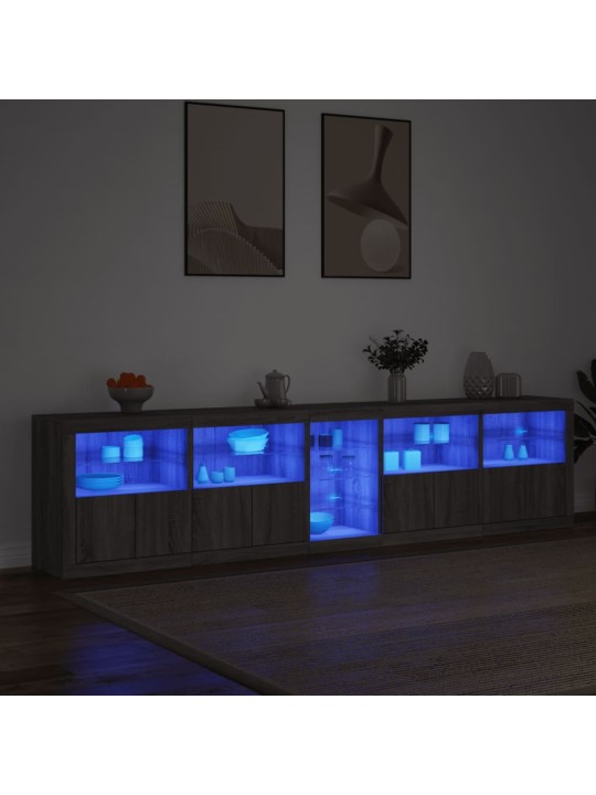 Senkki led-valoilla harmaa sonoma 283x37x67 cm