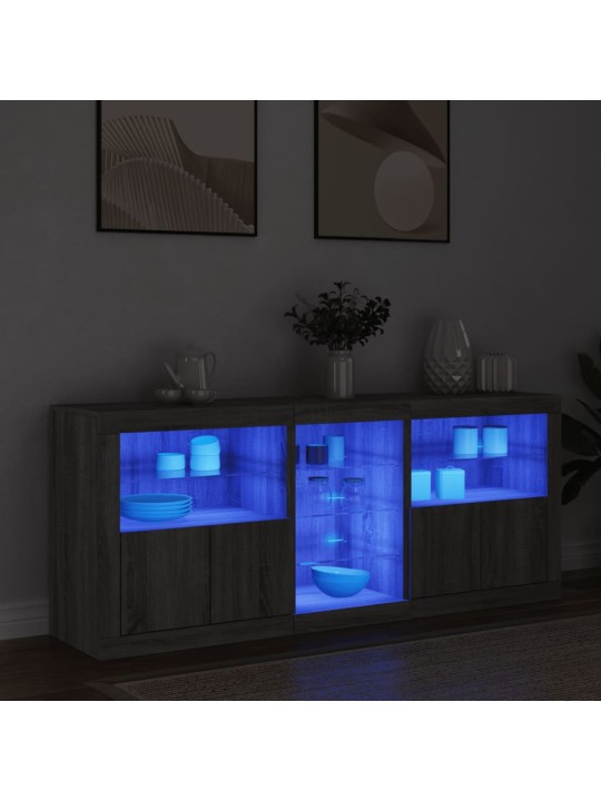 Senkki led-valoilla harmaa sonoma 162x37x67 cm