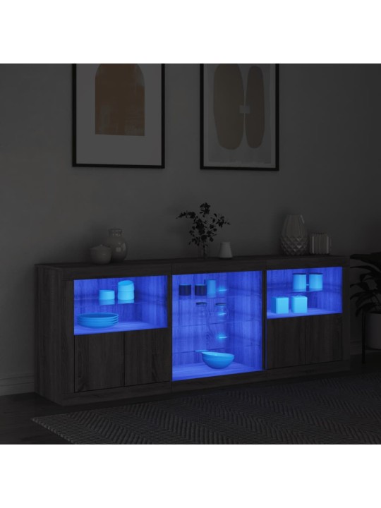 Senkki led-valoilla harmaa sonoma 181,5x37x67 cm