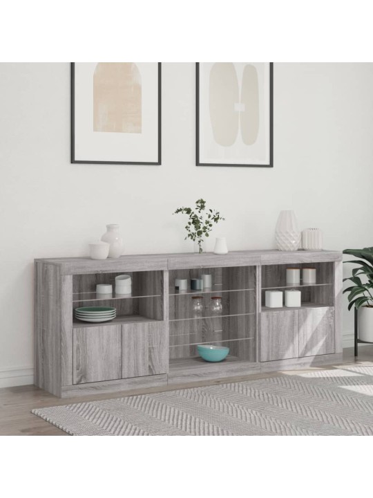 Senkki led-valoilla harmaa sonoma 181,5x37x67 cm