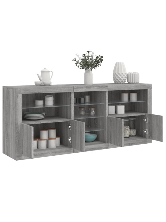 Senkki led-valoilla harmaa sonoma 181,5x37x67 cm