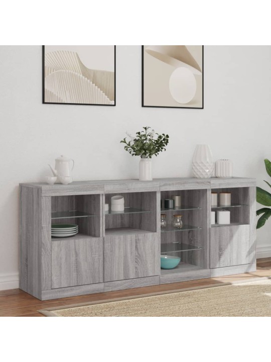 Senkki led-valoilla harmaa sonoma 164x37x67 cm
