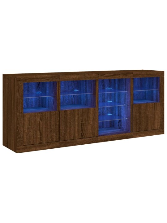 Senkki led-valoilla ruskea tammi 164x37x67 cm