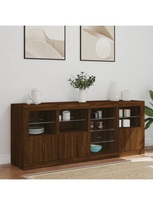 Senkki led-valoilla ruskea tammi 164x37x67 cm