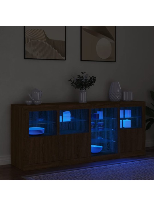Senkki led-valoilla ruskea tammi 164x37x67 cm