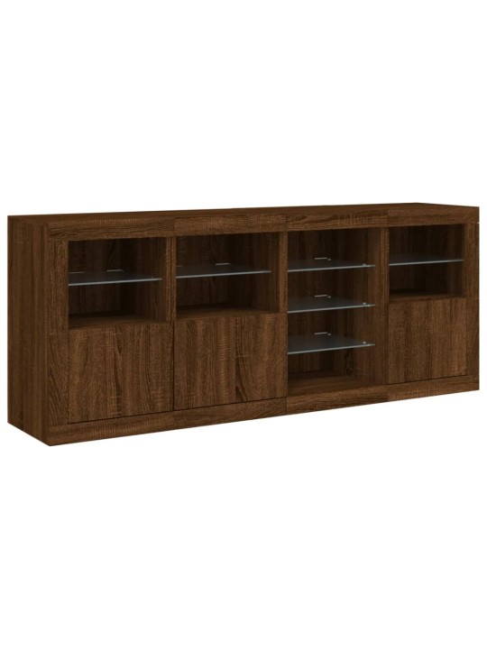 Senkki led-valoilla ruskea tammi 164x37x67 cm