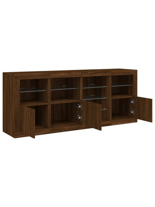 Senkki led-valoilla ruskea tammi 164x37x67 cm