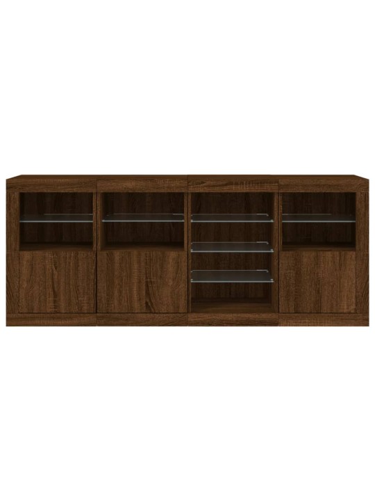 Senkki led-valoilla ruskea tammi 164x37x67 cm