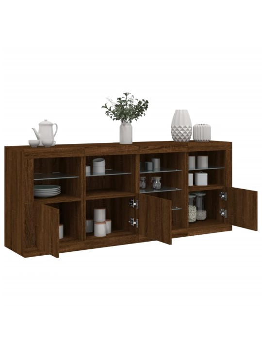 Senkki led-valoilla ruskea tammi 164x37x67 cm