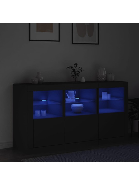 Senkki LED-valoilla musta 123x37x67 cm