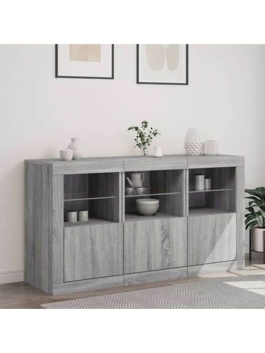 Senkki led-valoilla harmaa sonoma 123x37x67 cm