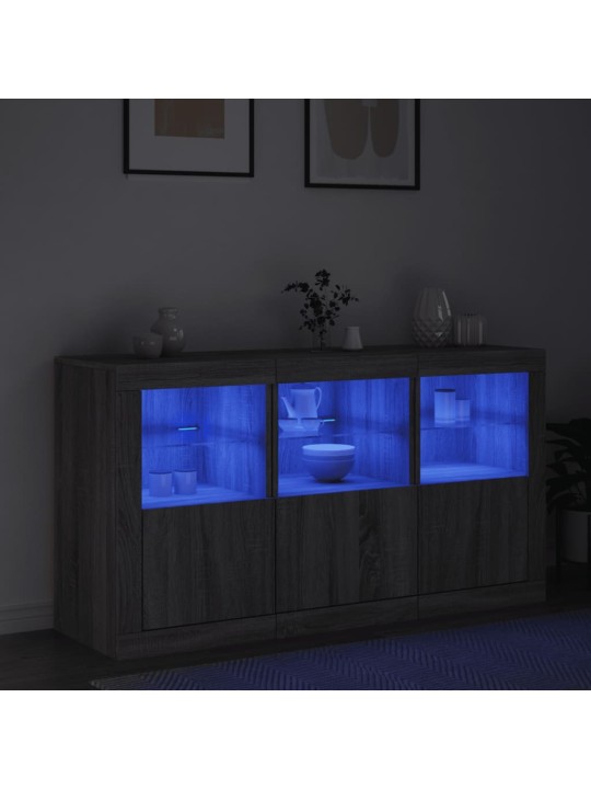 Senkki led-valoilla harmaa sonoma 123x37x67 cm