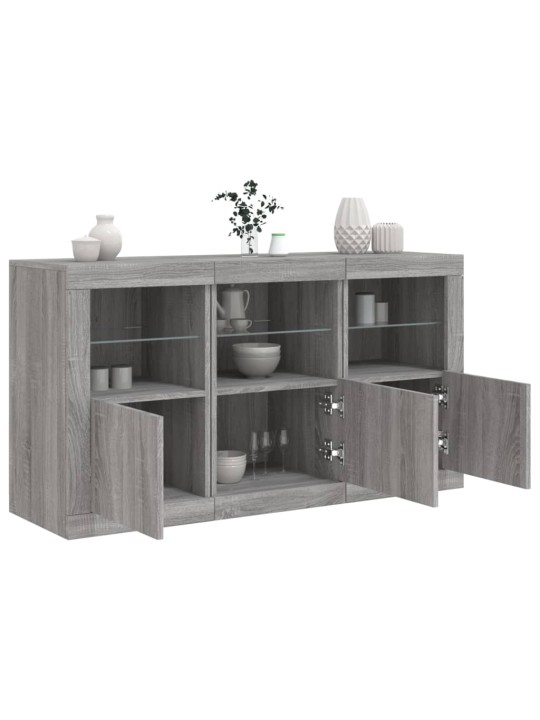 Senkki led-valoilla harmaa sonoma 123x37x67 cm