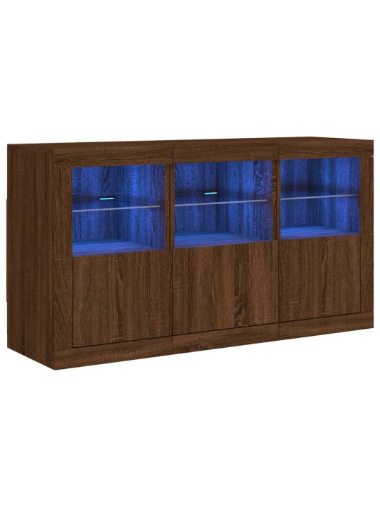 Senkki led-valoilla ruskea tammi 123x37x67 cm