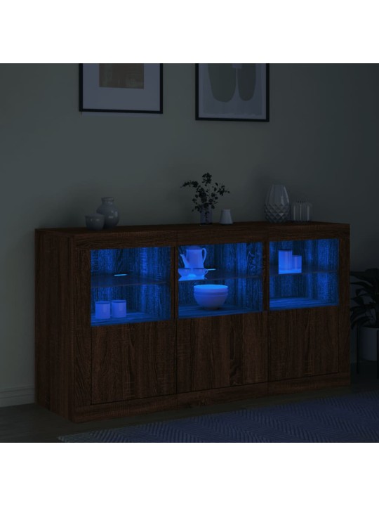 Senkki led-valoilla ruskea tammi 123x37x67 cm