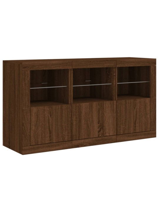 Senkki led-valoilla ruskea tammi 123x37x67 cm