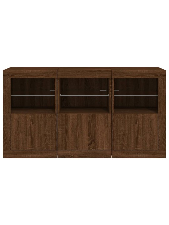 Senkki led-valoilla ruskea tammi 123x37x67 cm
