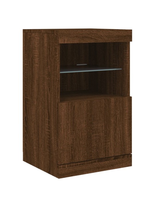 Senkki led-valoilla ruskea tammi 123x37x67 cm