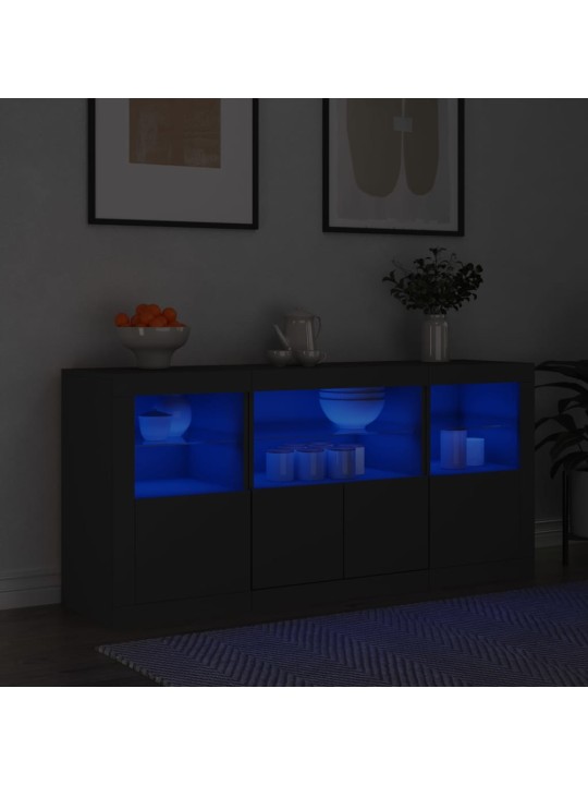 Senkki LED-valoilla musta 142,5x37x67 cm