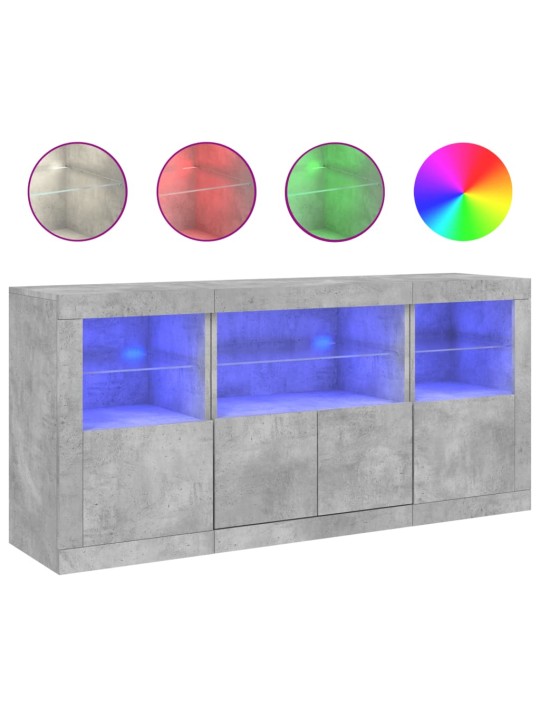 Senkki LED-valoilla betoninharmaa 142,5x37x67 cm