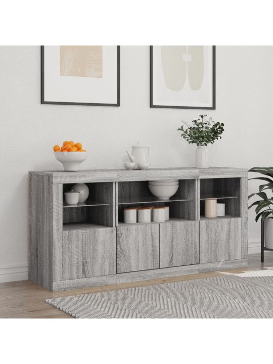 Senkki led-valoilla harmaa sonoma 142,5x37x67 cm